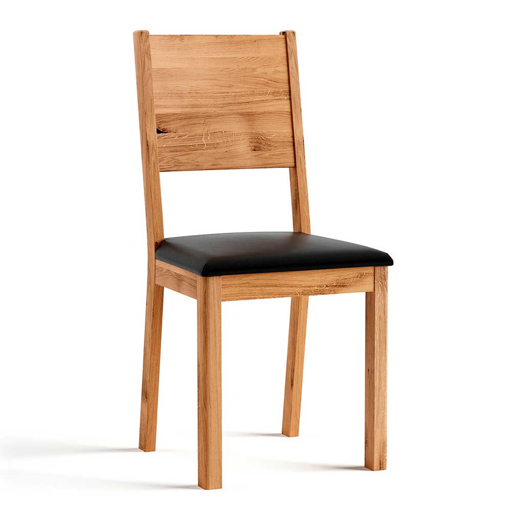 Massivholzstuhl Set aus Wildeiche mit Kunstleder Sitz - Flair (2er Set)