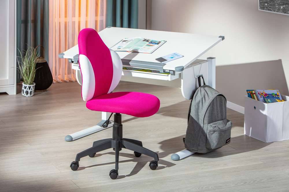Kinder Drehstuhl in Pink & Weiß mit Schwarz - Dario