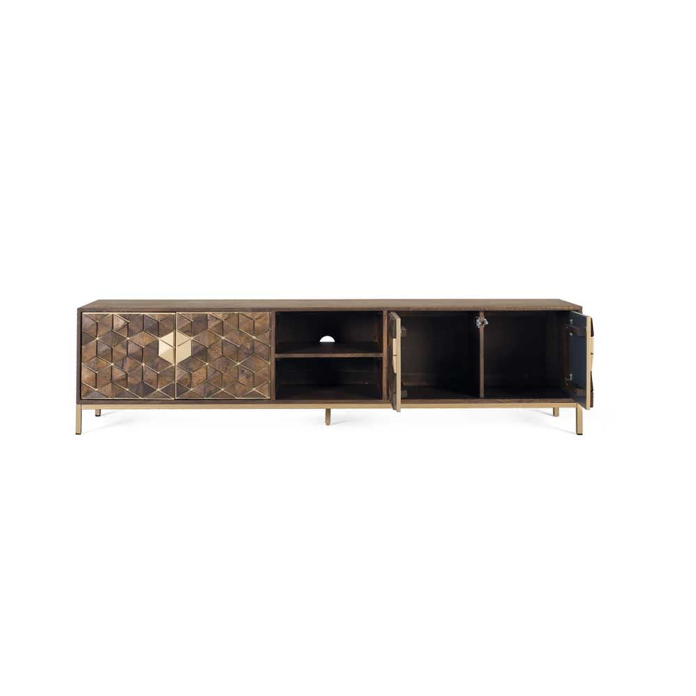 190 cm Design TV Lowboard in Walnussbraun - Feregato