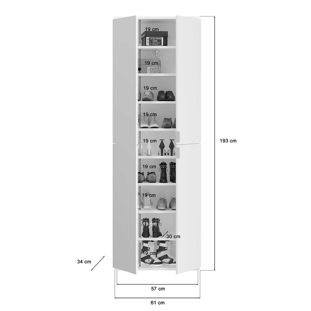 Moderne Garderobenmöbel Schrankwand - Ejulia (vierteilig)