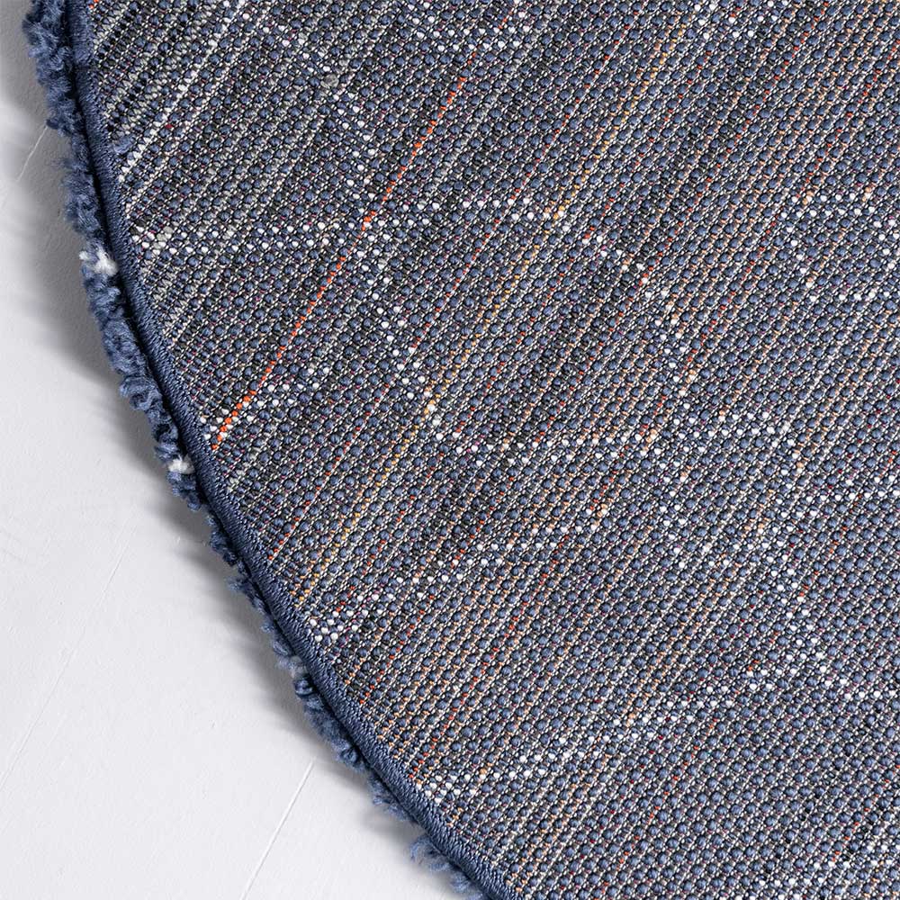 Moderner Hochflor Teppich in Blau mit Creme - Luzian