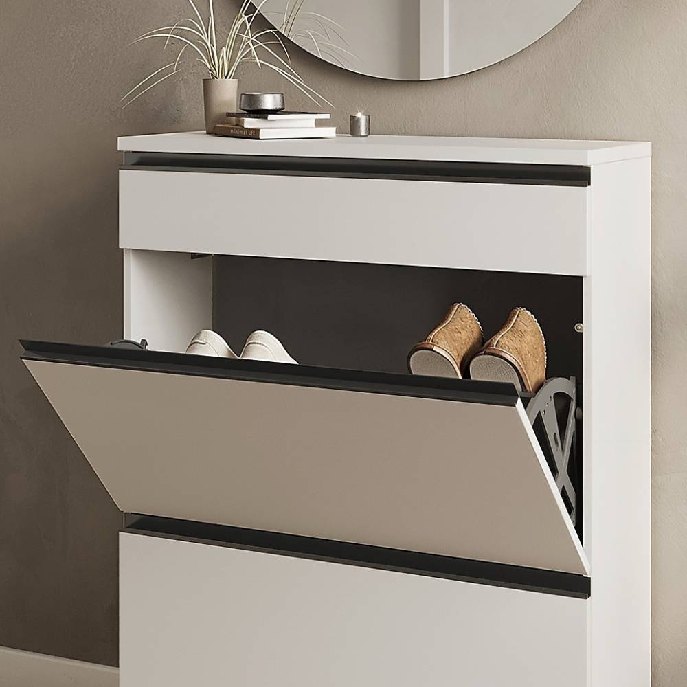 Schuhschrank & Spiegel Set in Hellgrau - Ofmana (zweiteilig)