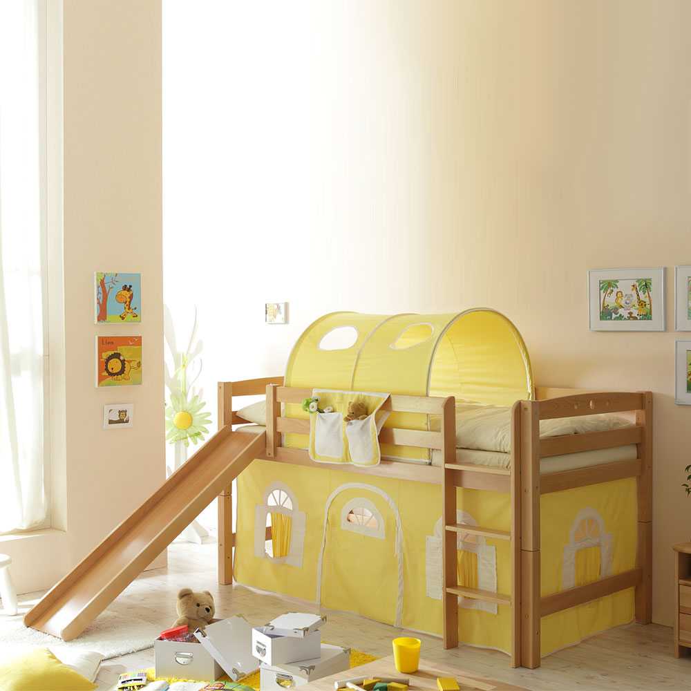 Kinderhochbett Joana in Weiß-Gelb