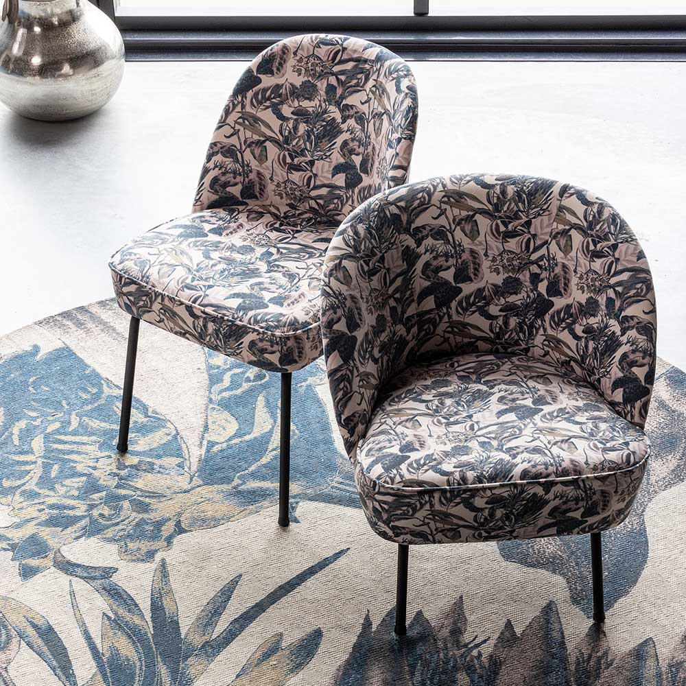 Samt Stühle mit floralem Muster - Zennja (2er Set)