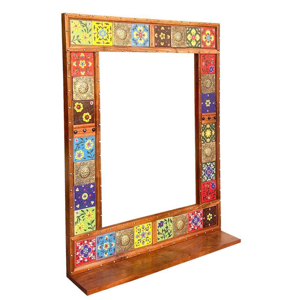 Boho Wandspiegel mit Ablage - Restaurazia