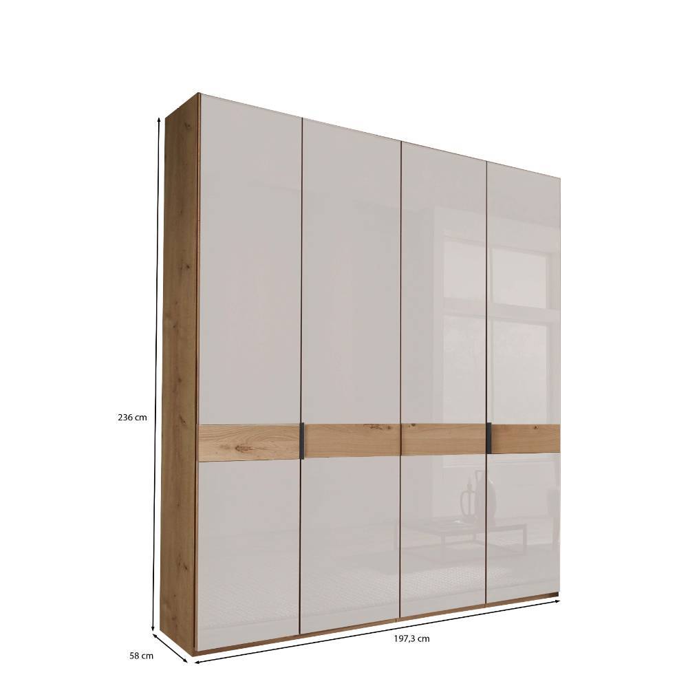 4-türiger Kleiderschrank mt weißer Glasfront - Crucav