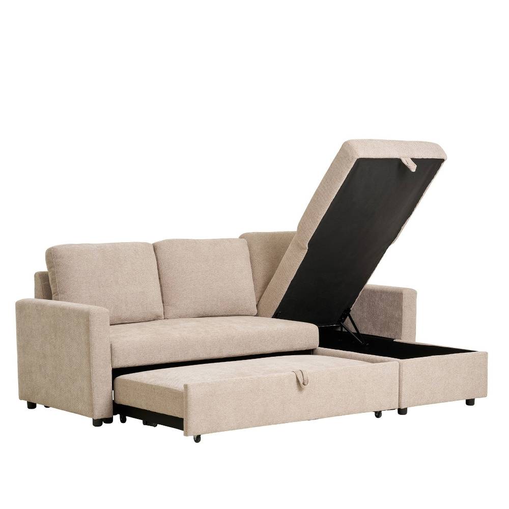 Sofaecke mit Bettfunktion in Beigegrau - Adhipa