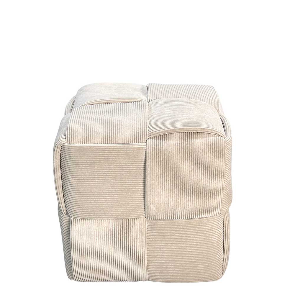 Hocker Pouf in Beige Cordbezug - Salvita III