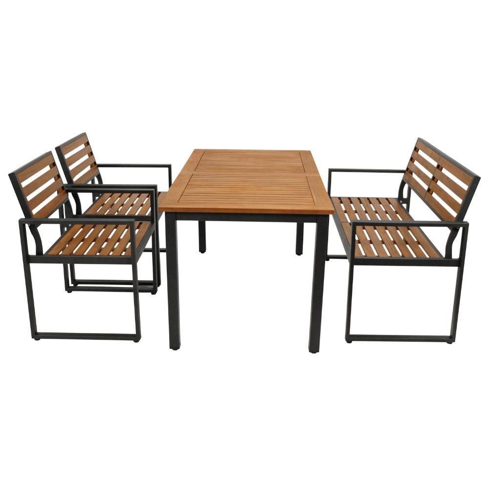 Gartentisch mit Bank und Stühlen Set - Salamander (vierteilig)