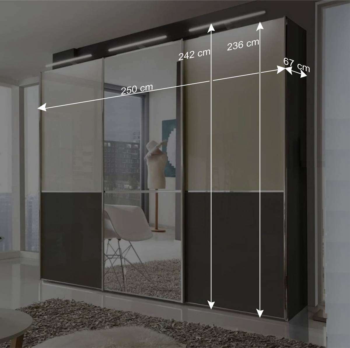 Schlafzimmer Schwebetüren-Schrank modern - Domenicus