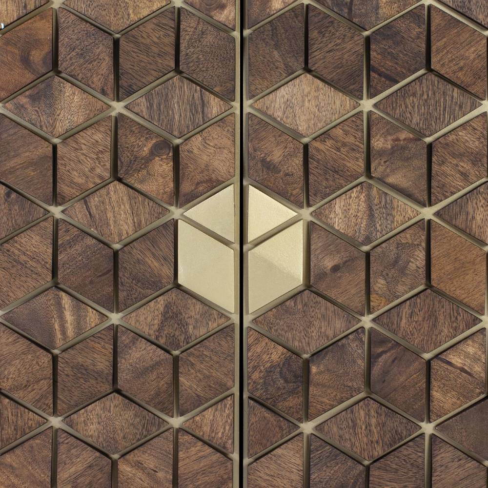 Design-Vitrinenschrank in Walnussbraun und Gold - Rasimo