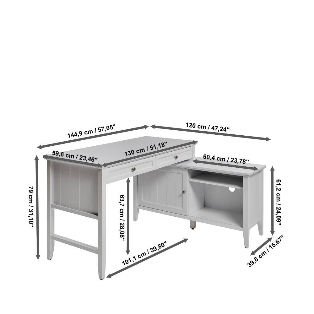 Landhaus-Schreibtisch mit Regal in Holzoptik Eiche - Zeonela