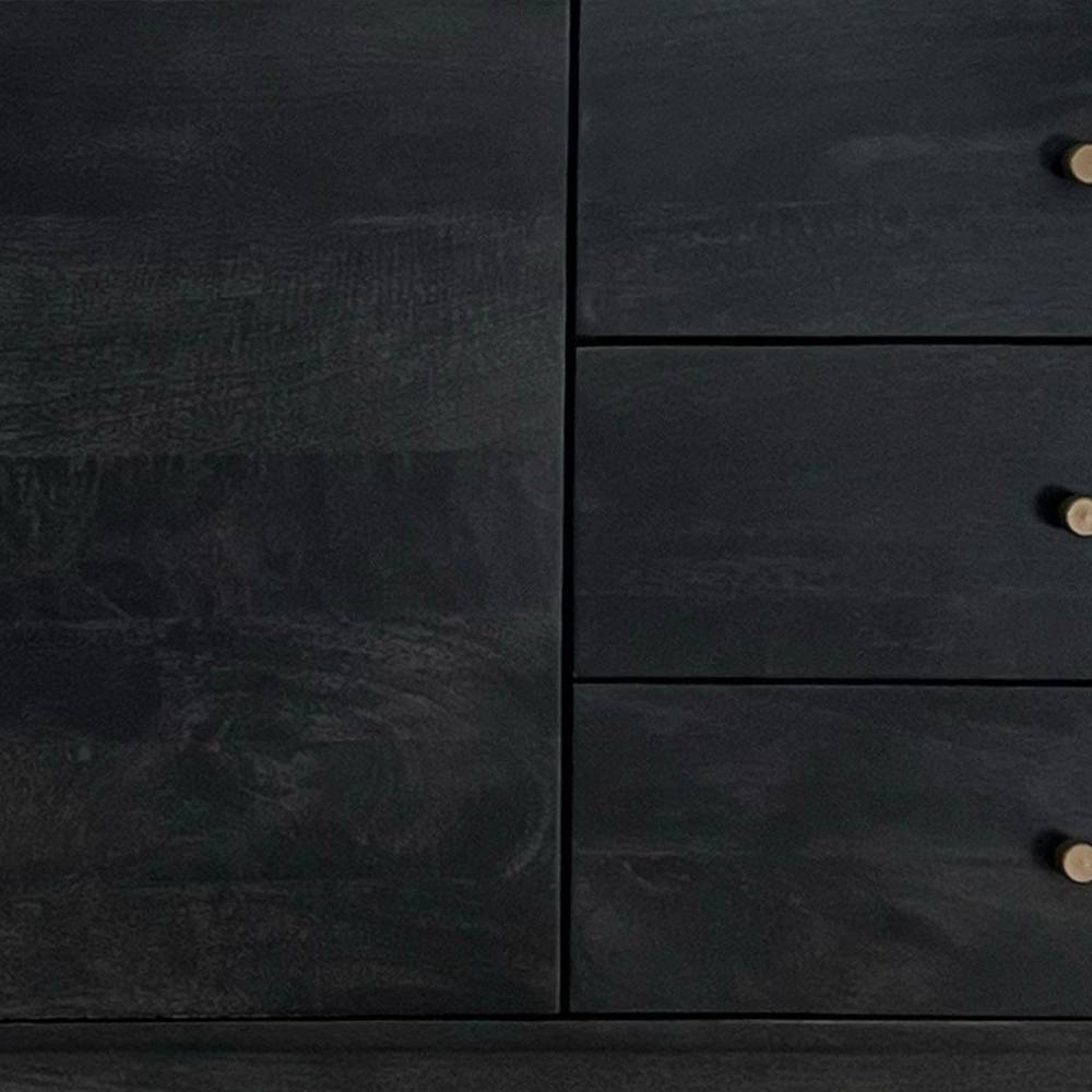 Massivholz-Sideboard in Schwarz mit Gold - Top