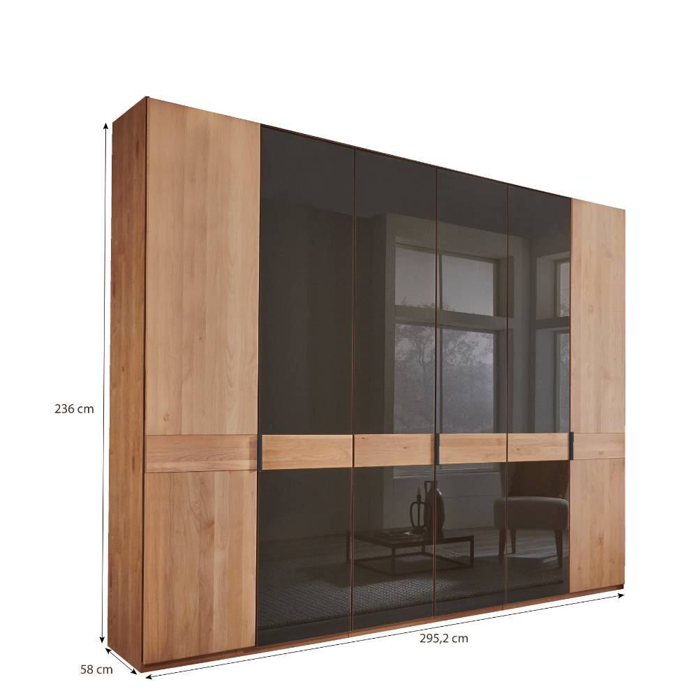 6-türiger Schlafzimmerschrank mit Glas - Hung