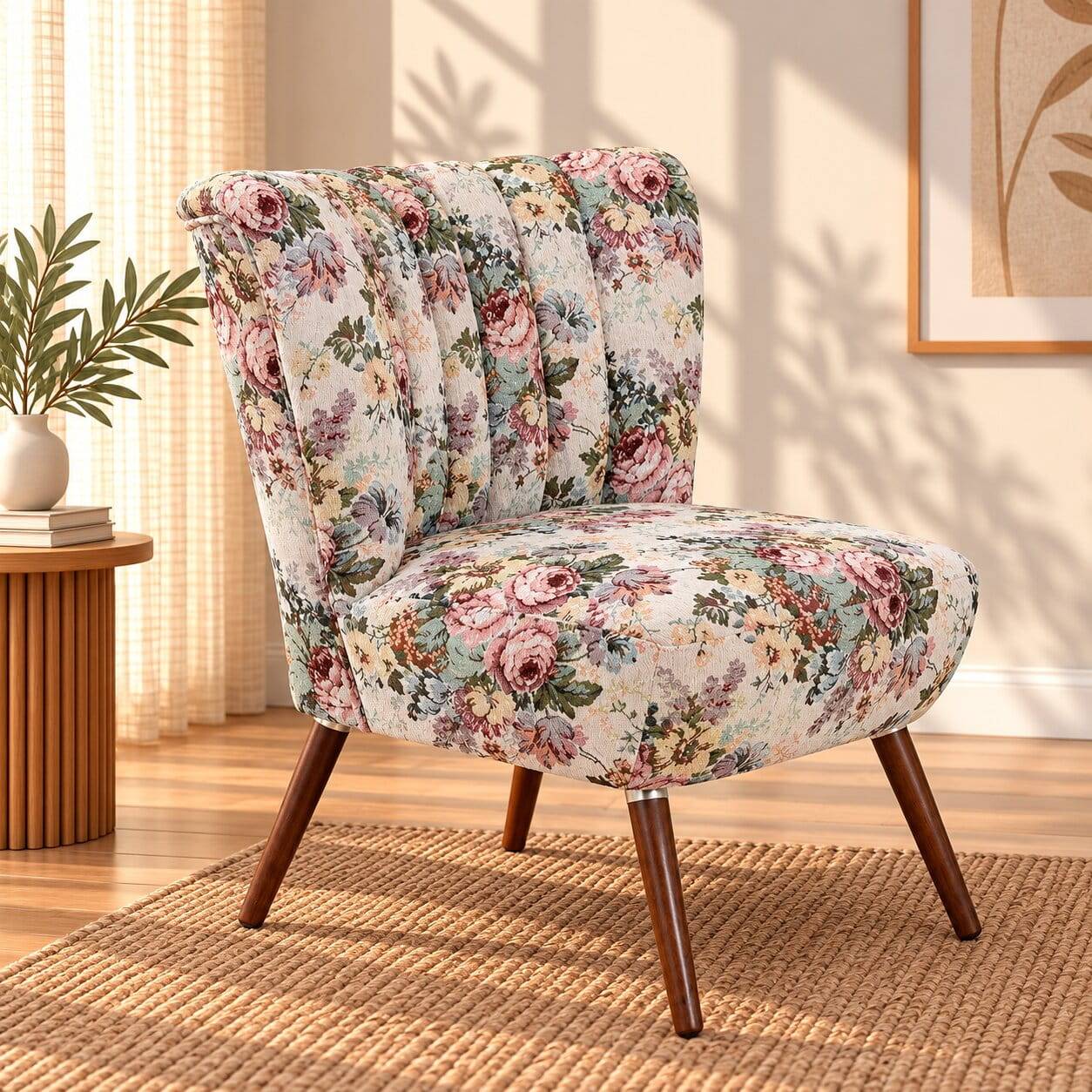 Sessel mit Blumen Webstoff Bezug - Tiano