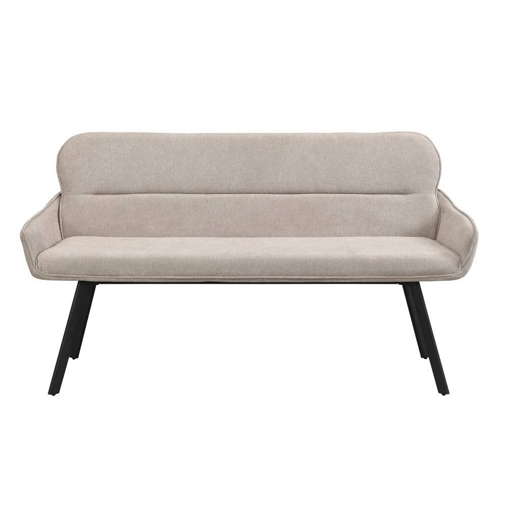Zweisitzer Esstischsofa in Taupe mit schwarzem Metallgestell – Fridoloria