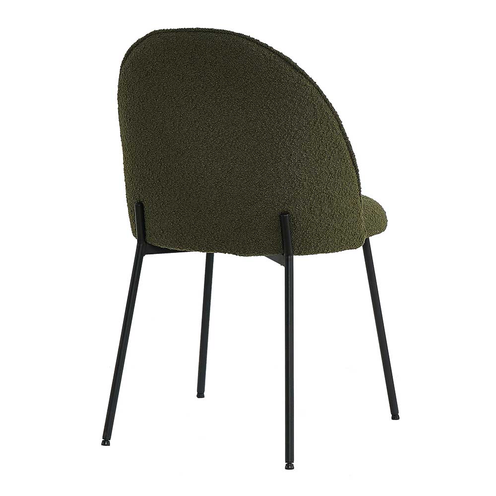 Polsterstuhl in Dunkelgrün Boucle - Fontana (2er Set)