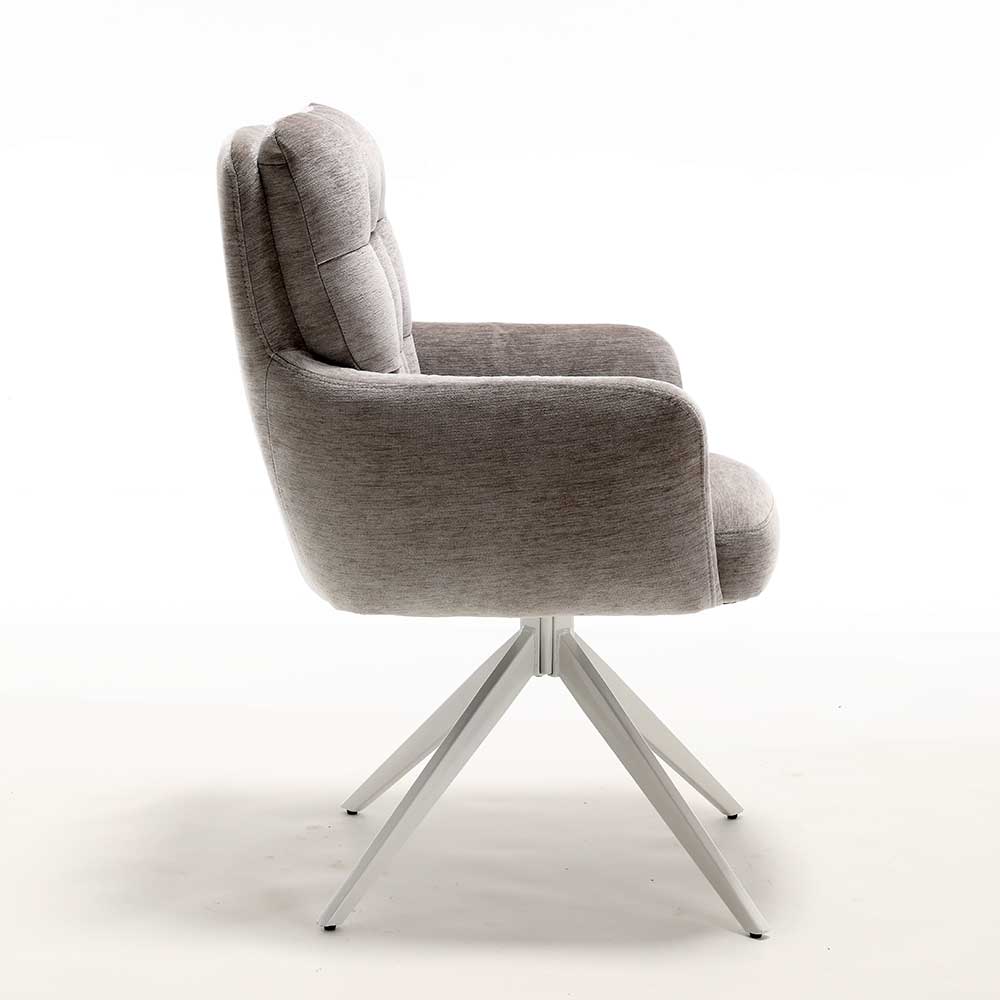 Esstisch Drehstuhl in Taupe und Weiß - Sarduna (2er Set)