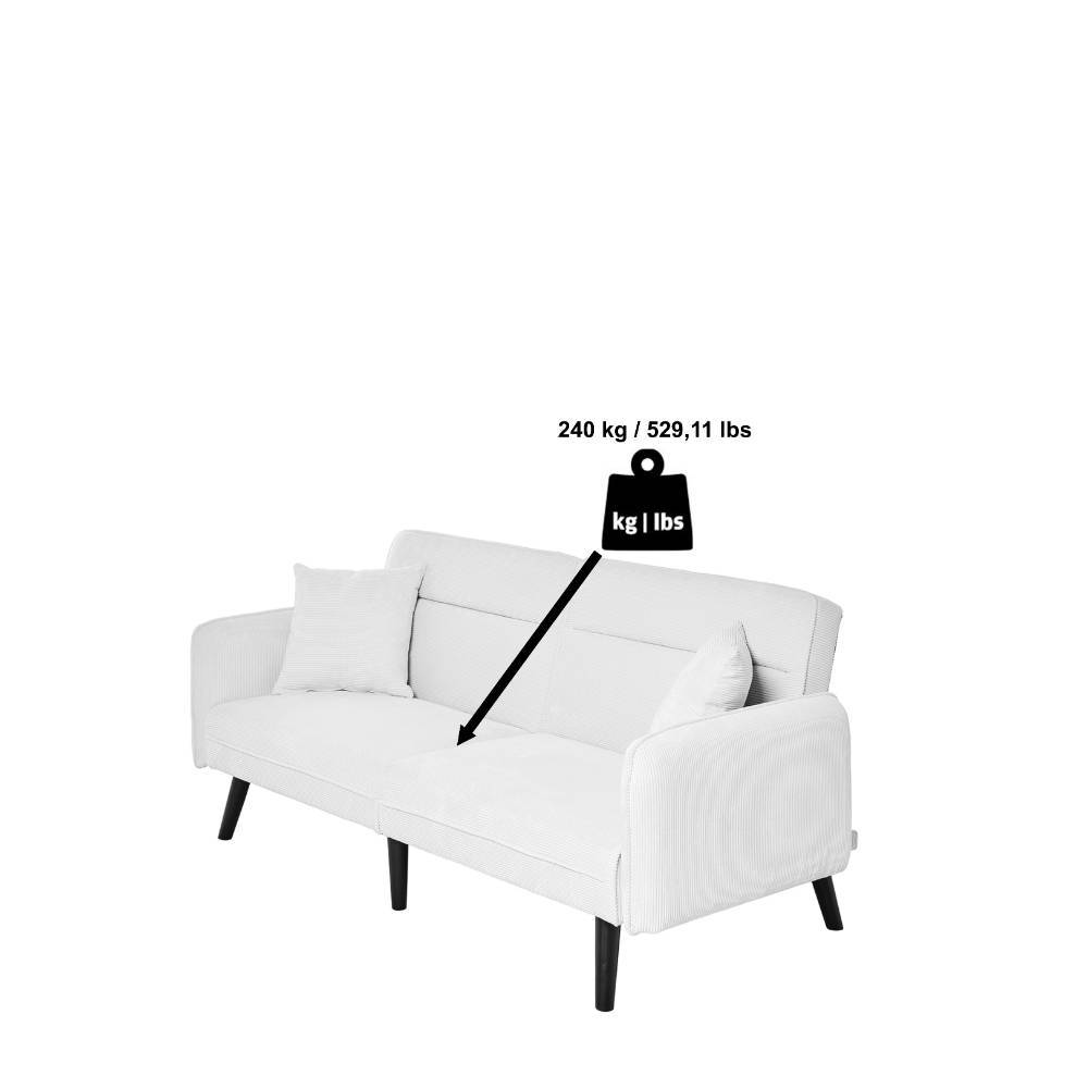 Klappsofa aus Cord Offwhite - Mailak