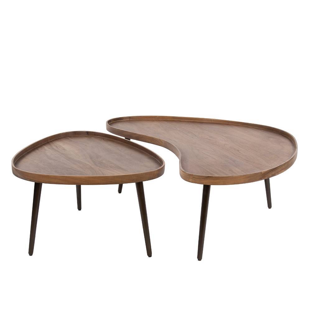Nierenform Couchtisch Duo aus Akazie - Emila (zweiteilig)