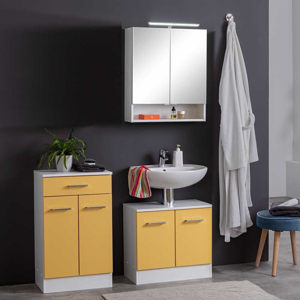 Möbel Badezimmer in Gelb & Weiß - Envilia (dreiteilig)