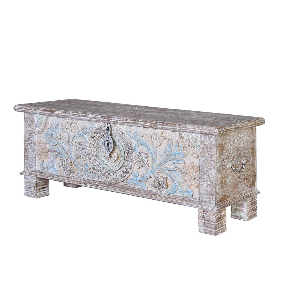 Massivholz Truhe in White Wash - Riconia