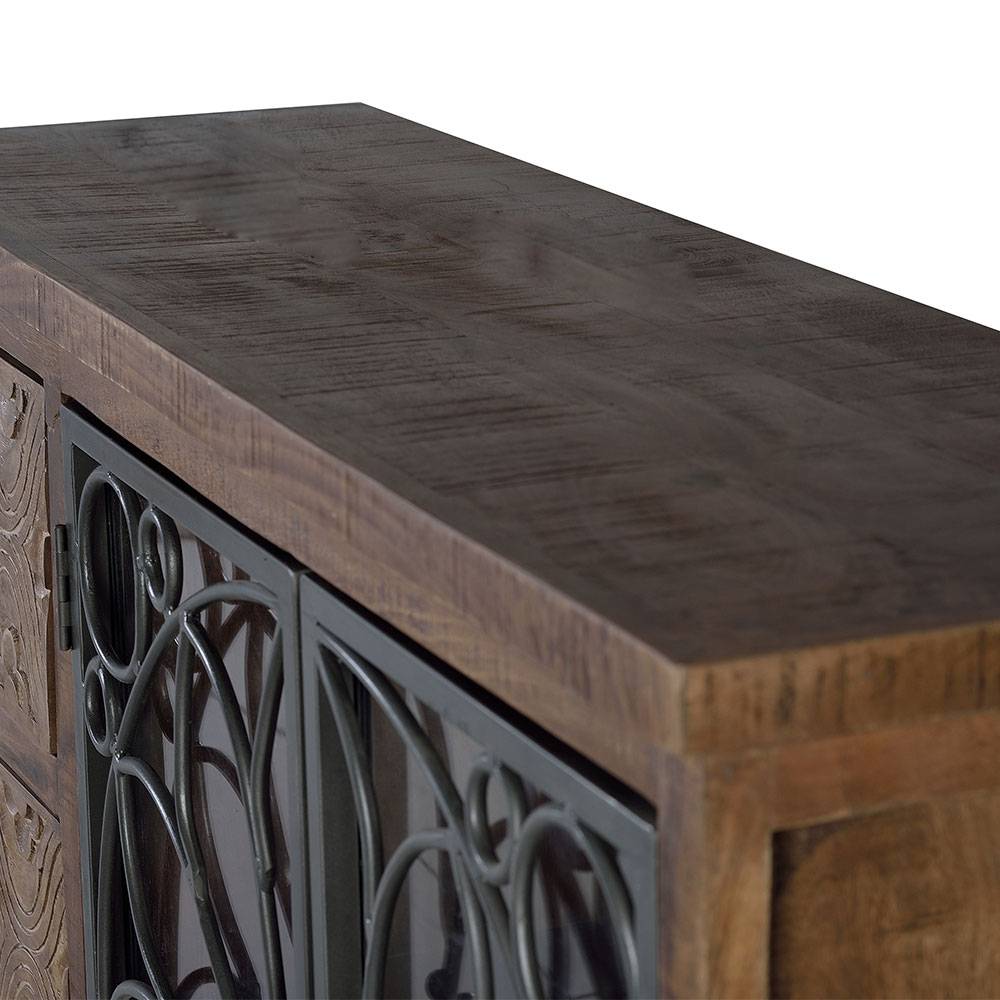 Große Design Kommode mit Glas Metalltüren - Everton