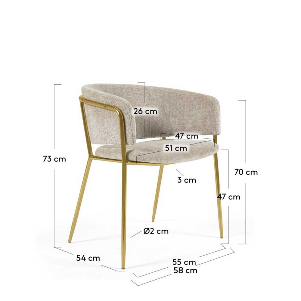 Elegante Stühle aus Chenille Beige - Xavia (2er Set)