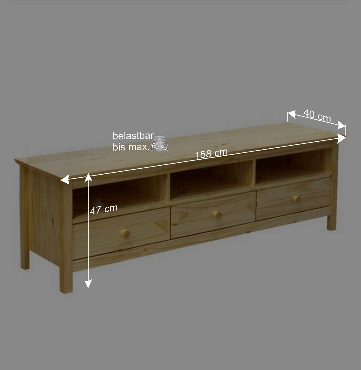 TV Lowboard aus Kiefer Massivholz - Ekorena
