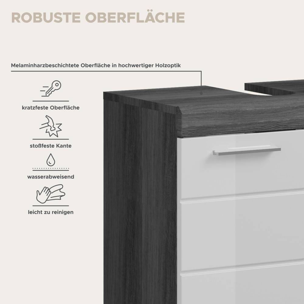 Badmöbelset mit robuster, kratzfester, wasserabweisender und pflegeleichter Melaminharz-Oberfläche – Nancys