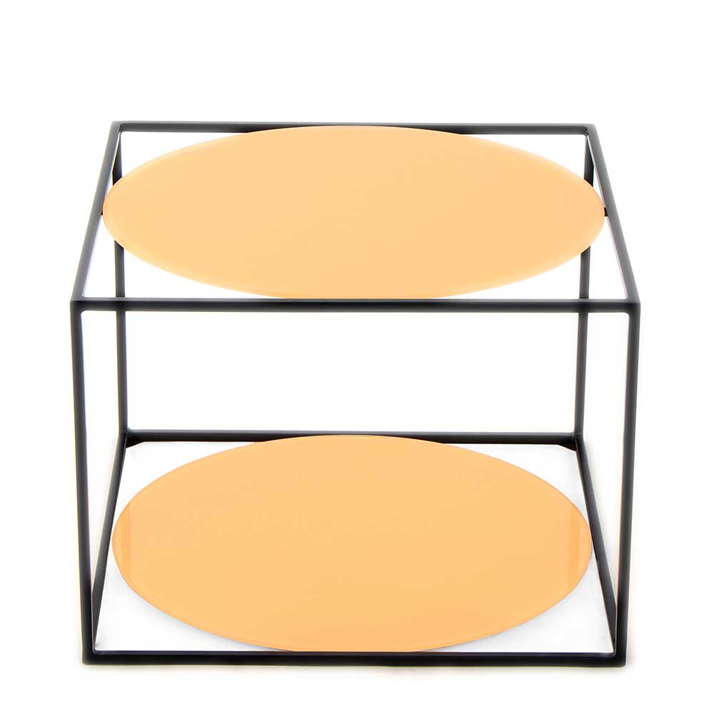 Design Beistelltisch mit 2 Glasplatten Orange - Lotura