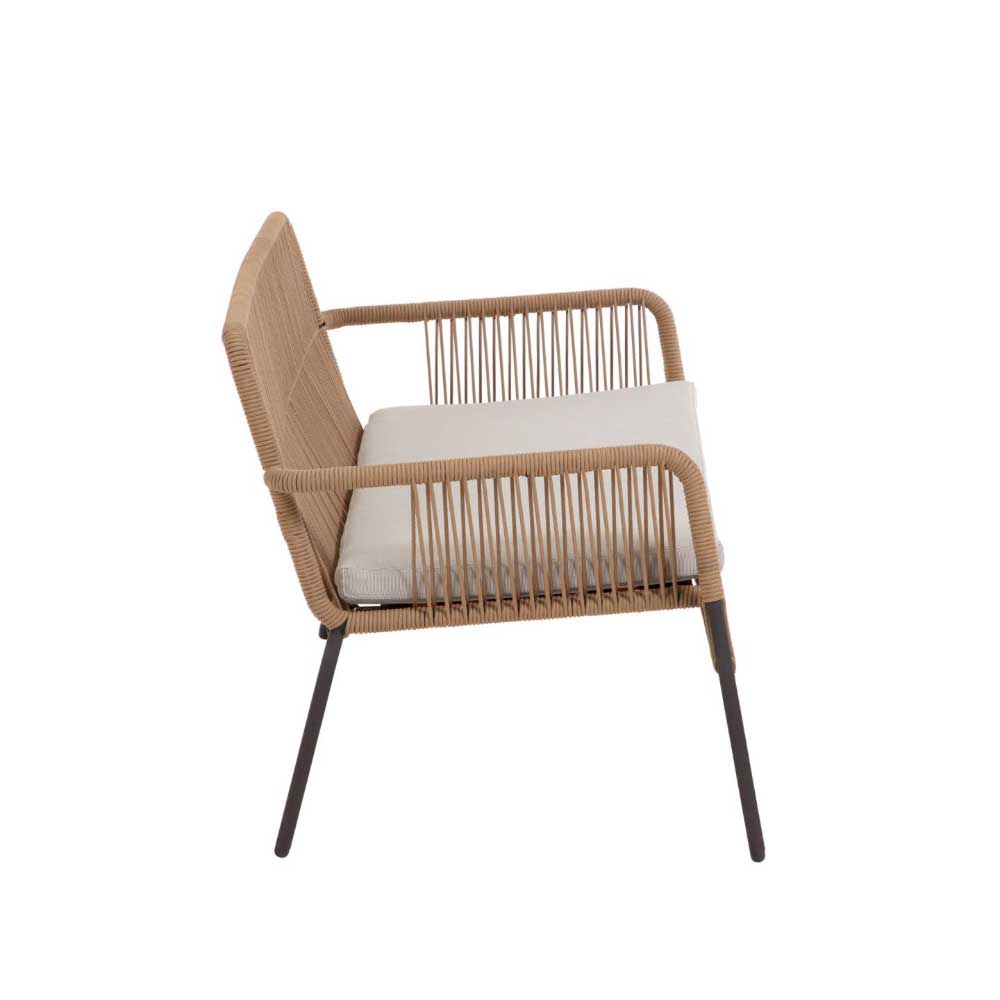 133cm breites 2-Sitzer Sofa aus Kordel Geflecht in Beige mit Metallgestell - Ycavus