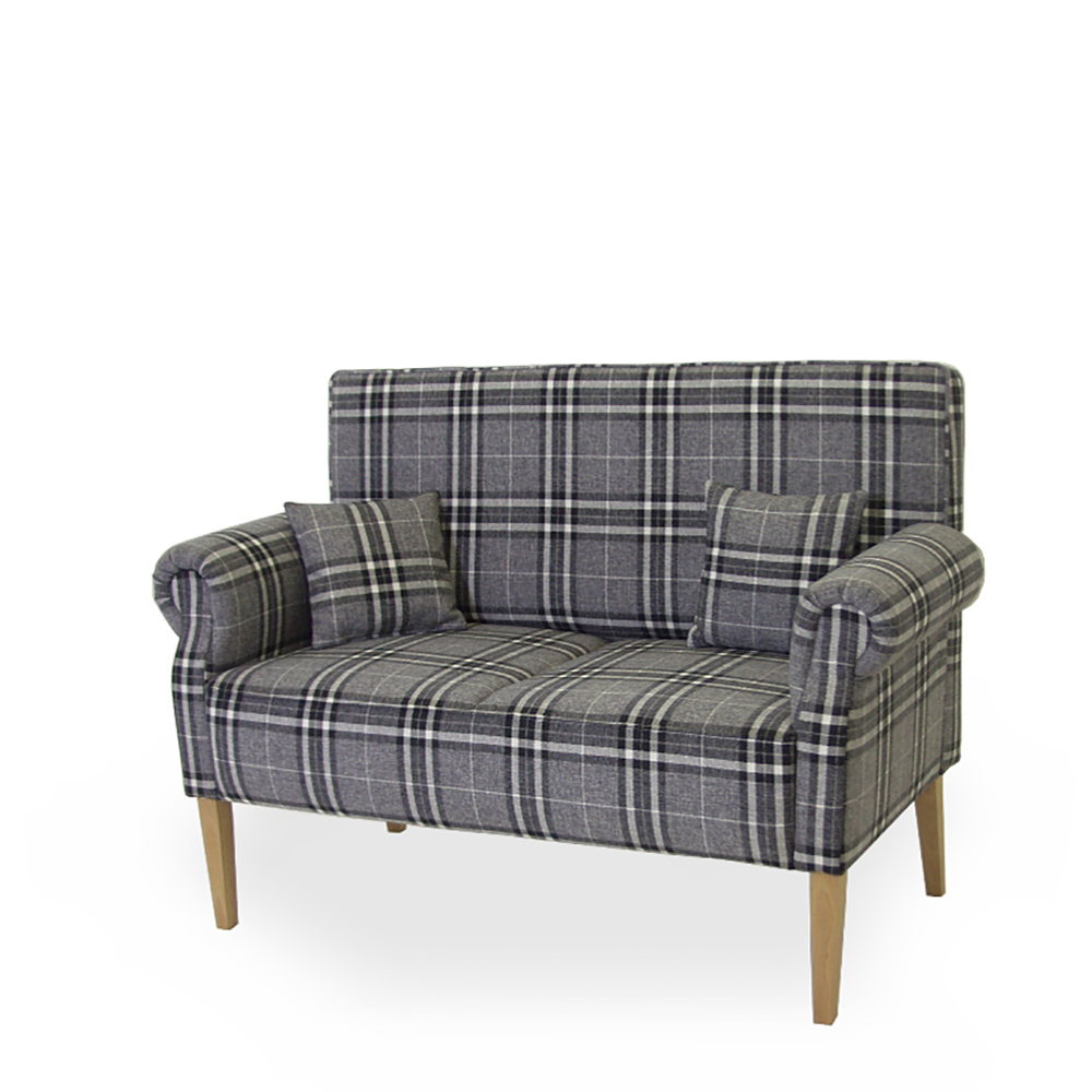 2-Sitzer Küchensofa mit 51 cm Sitzhöhe in Schwarz Weiß kariert - Pipev