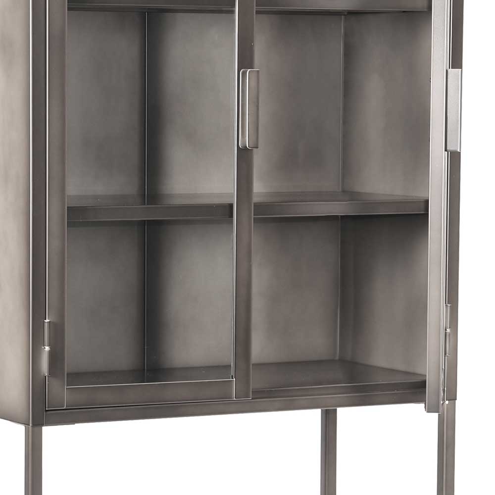 2-türige Metall Vitrine in Anthrazit lackiert - 70x150x35 ...