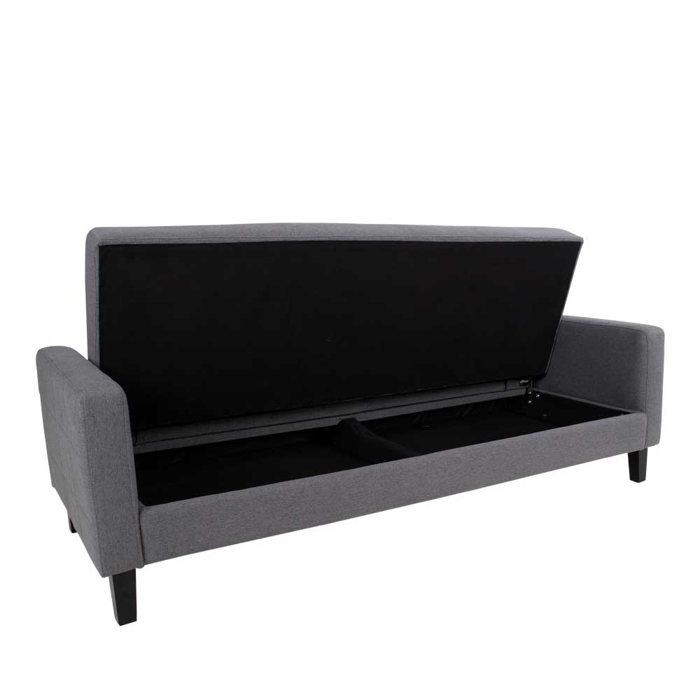 204x81x85 3-Sitzer Schlafsofa in Grau mit Armlehnen & Bettkasten - Industry