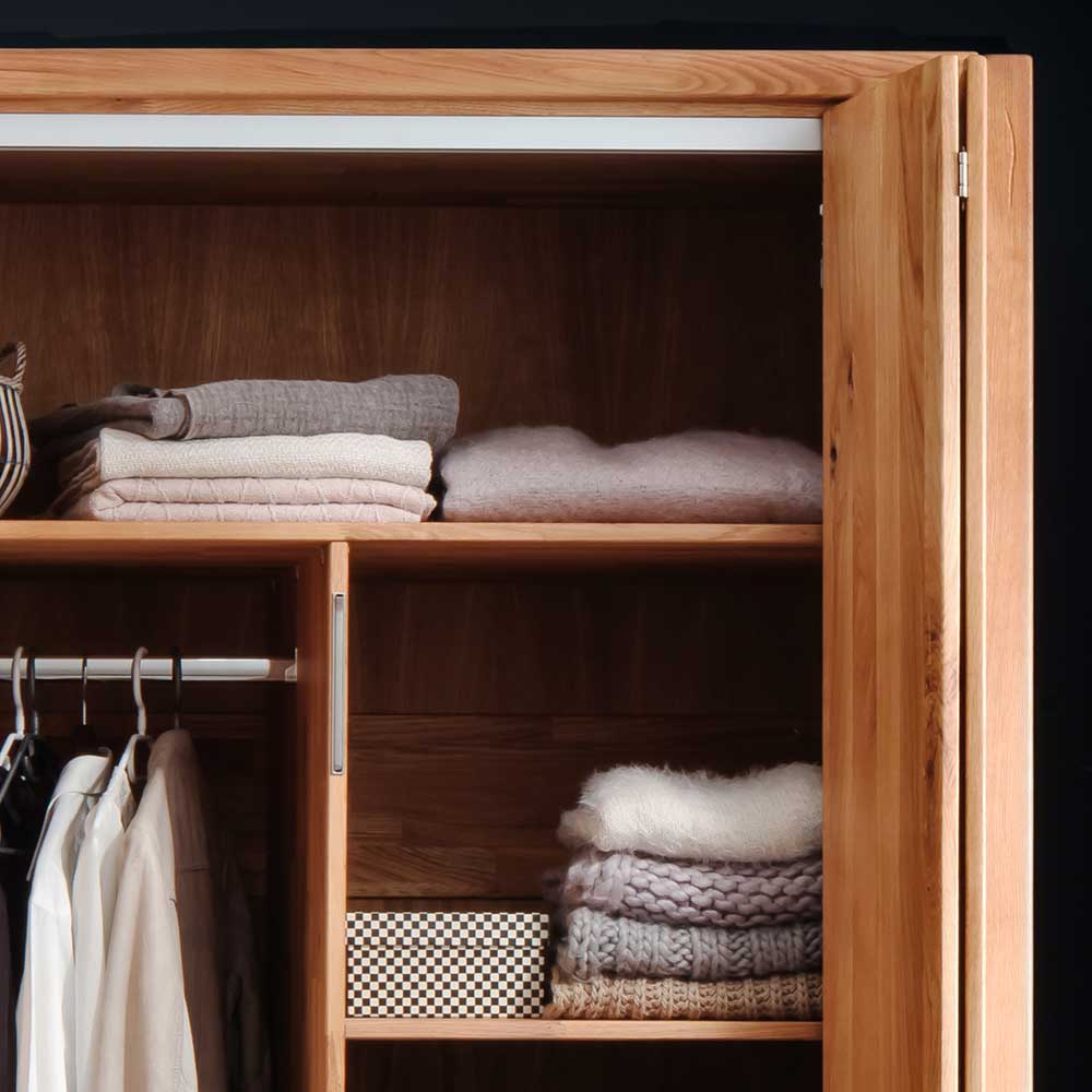 246cm Falttüren-Kleiderschrank Wildeiche 4-türig mit ...