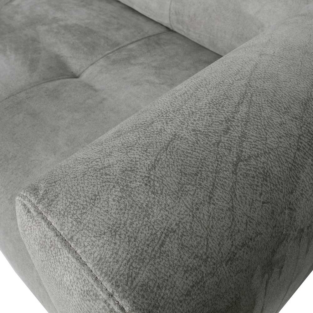 250 cm breites 4-Sitzer Sofa in Grau aus Microfaser mit Metallbeinen - Kanellas