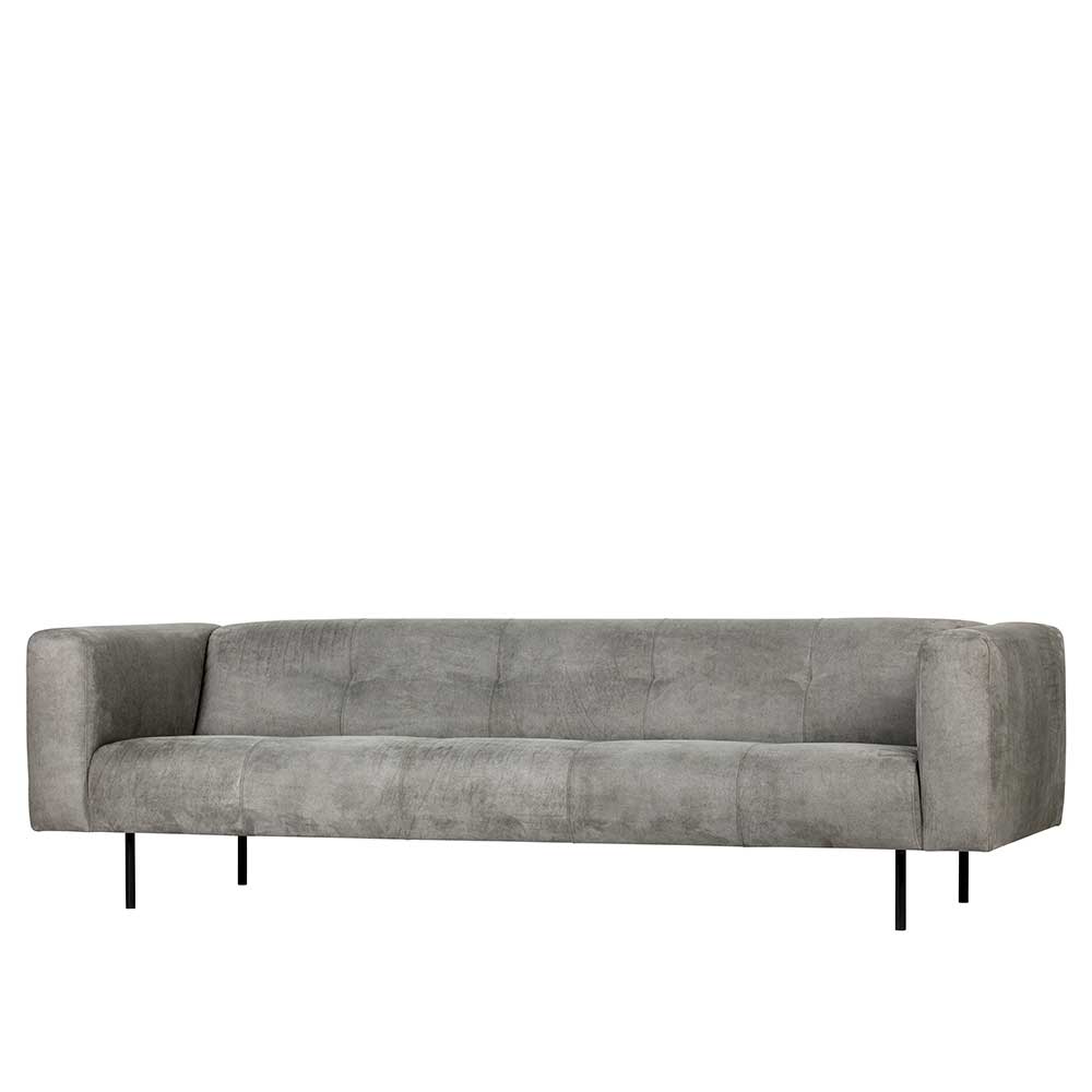 250 cm breites 4-Sitzer Sofa in Grau aus Microfaser mit Metallbeinen - Kanellas