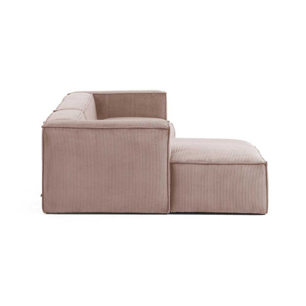 3 Sitzer Cord Ecksofa in Rosa mit Schaumstoff Polsterung - Zandras