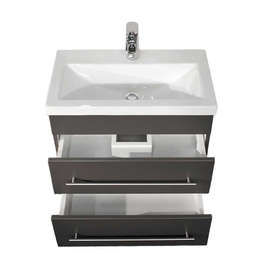 60cm Badezimmer-Waschtisch in Grau & Weiß für die Wandmontage - Zora
