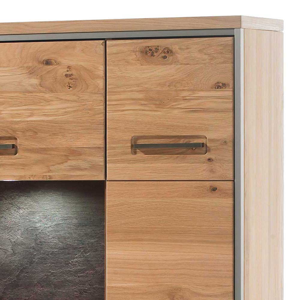 94x136x39 Highboard in Eiche Bianco Furnier mit Glas ...