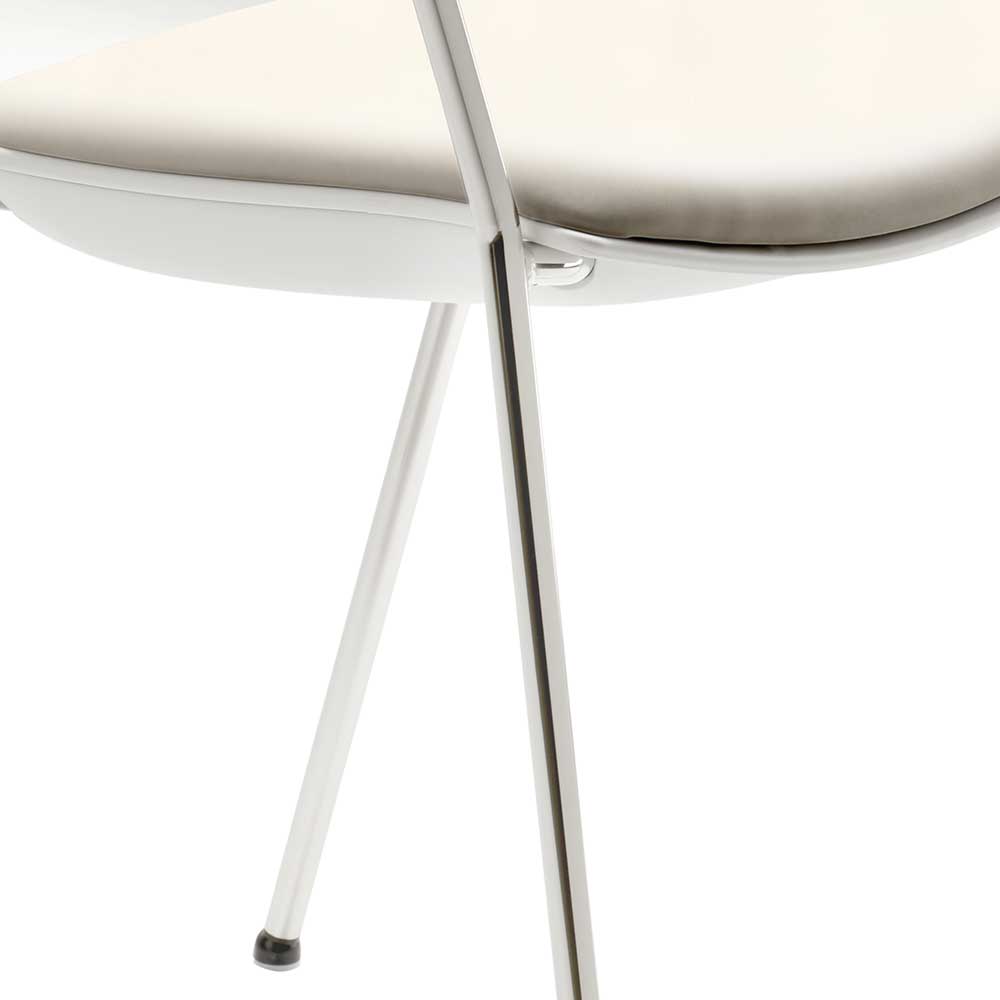Armlehnen Esstisch Stühle stapelbar in Weiß & Chrom - Sugora