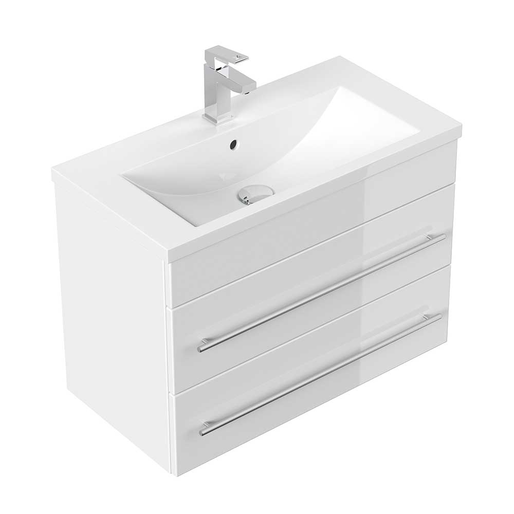 Badezimmer Hänge-Waschtisch 70 cm breit in Weiß Hochglanz - Paigton