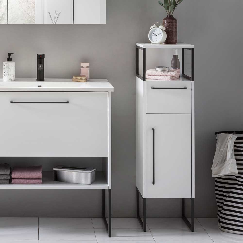 Badezimmer Unterschrank in Weiß mit Anthrazit - Made in Germany - Ismilav