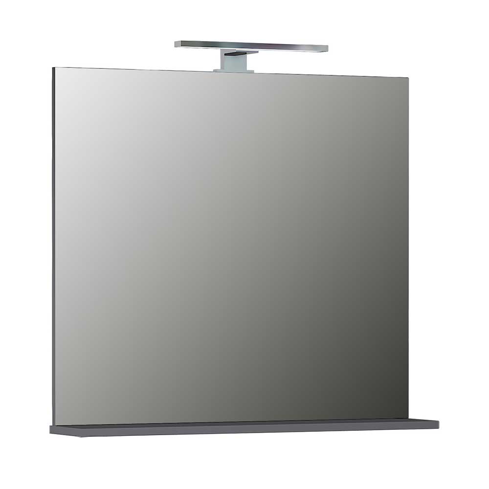 Badspiegel mit Licht & Ablage in Dunkelgrau - 76x75x15 cm - Tanjura