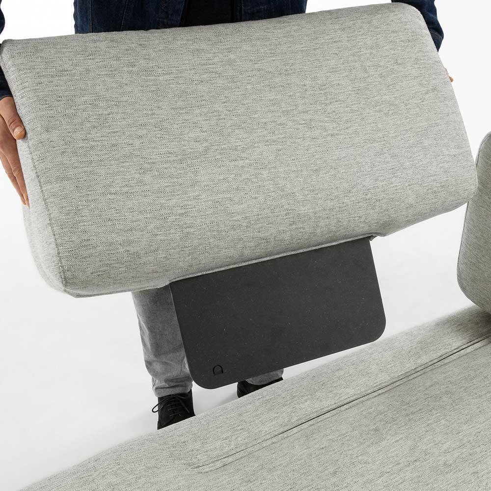 Beigefarbene Zweisitzer Couch mit Anstelltisch & einer Armlehne - Curacao