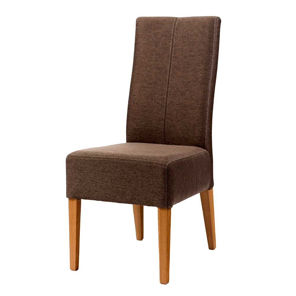 Brauner Polsterstuhl fürs Esszimmer mit Holzbeinen aus ...
