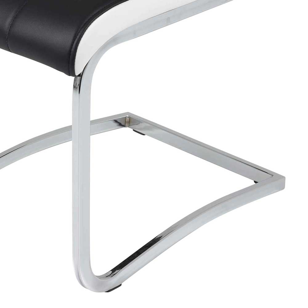 Design Essstühle in Schwarz Weiß mit Chrom Schwinggestell - Dagello (Set)