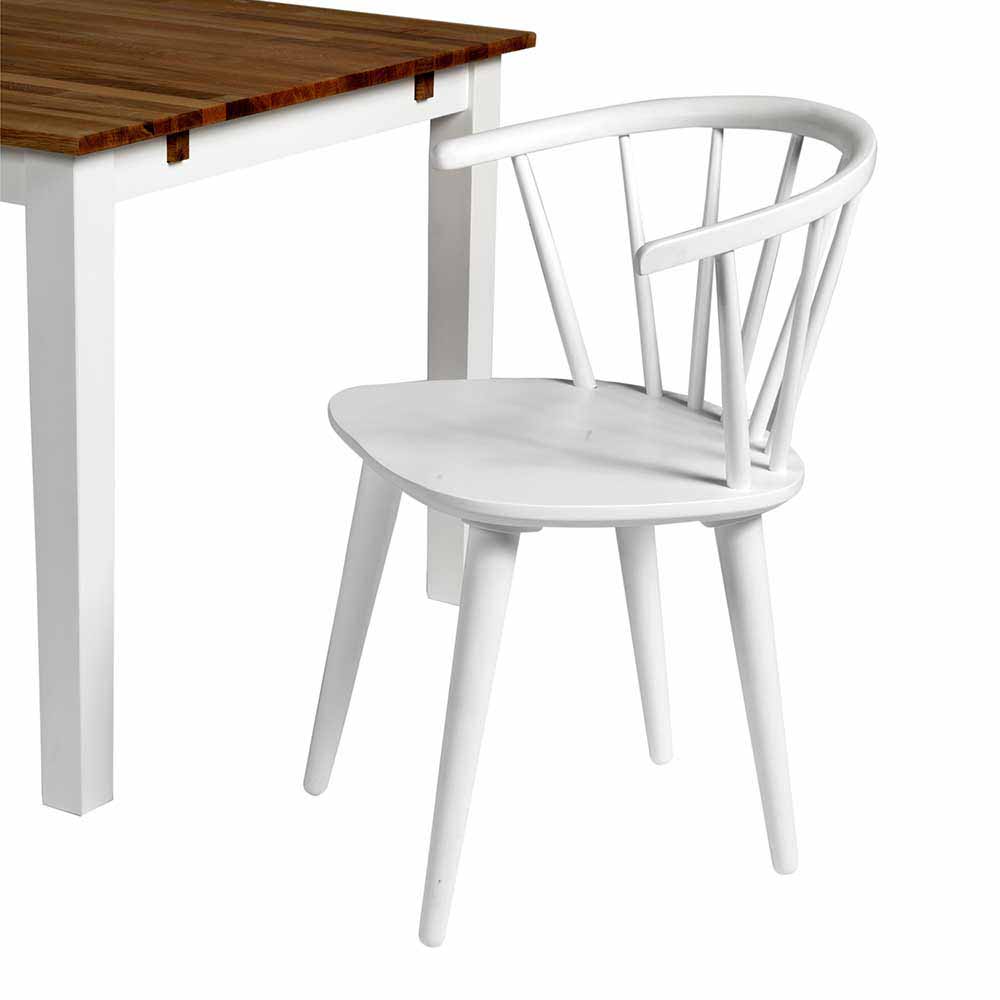 Design Holz-Stuhl in Weiß aus Gummibaum lackiert ...