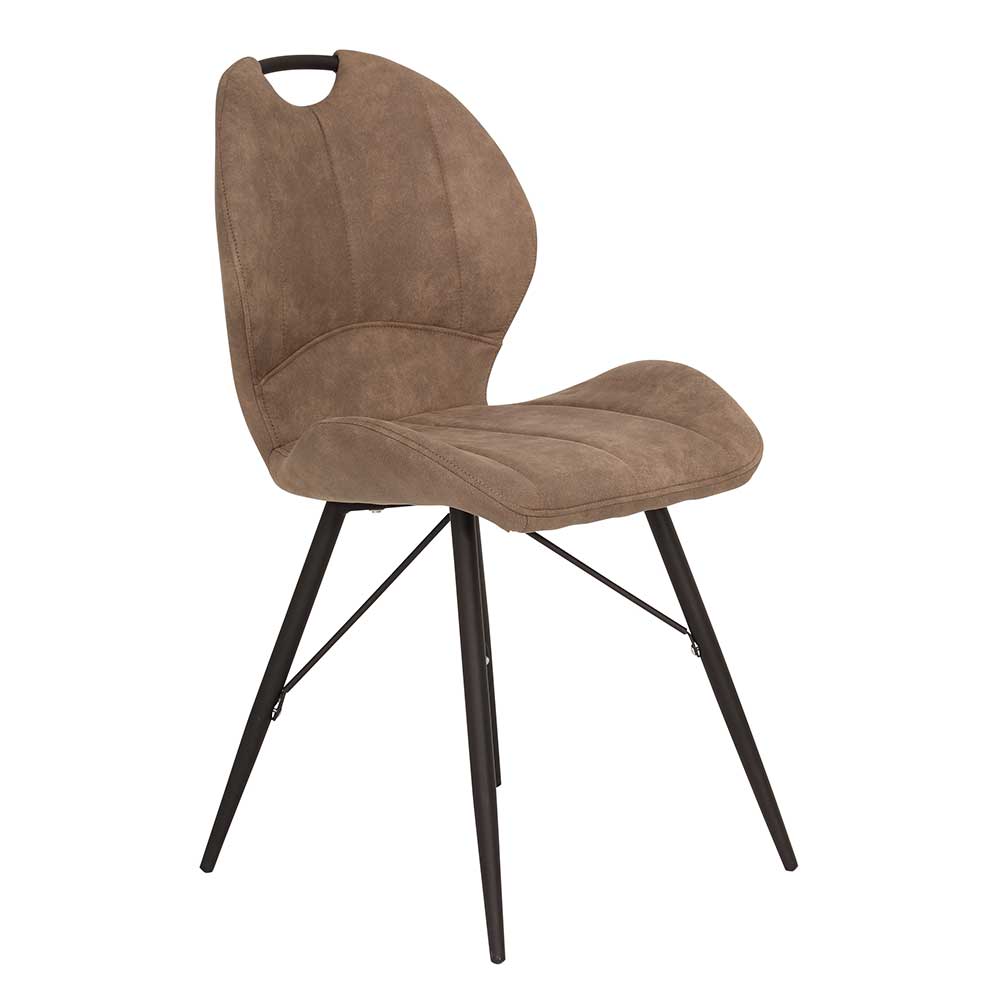Design Polsterstuhl in Schlammfarben mit Metallgestell Schwarz - Pathoma (Set)